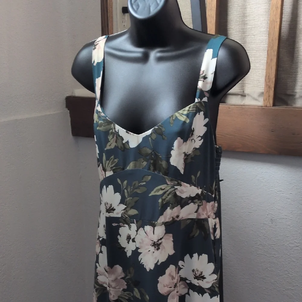 ✨ Abercrombie And Fitch Tiered Ruffle Drama Dress In Teal Floral Size M